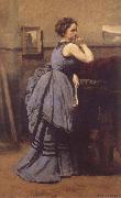 Jean Baptiste Camille  Corot WOman in Blue oil painting reproduction